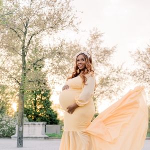 Yellow mermaid maternity dress
